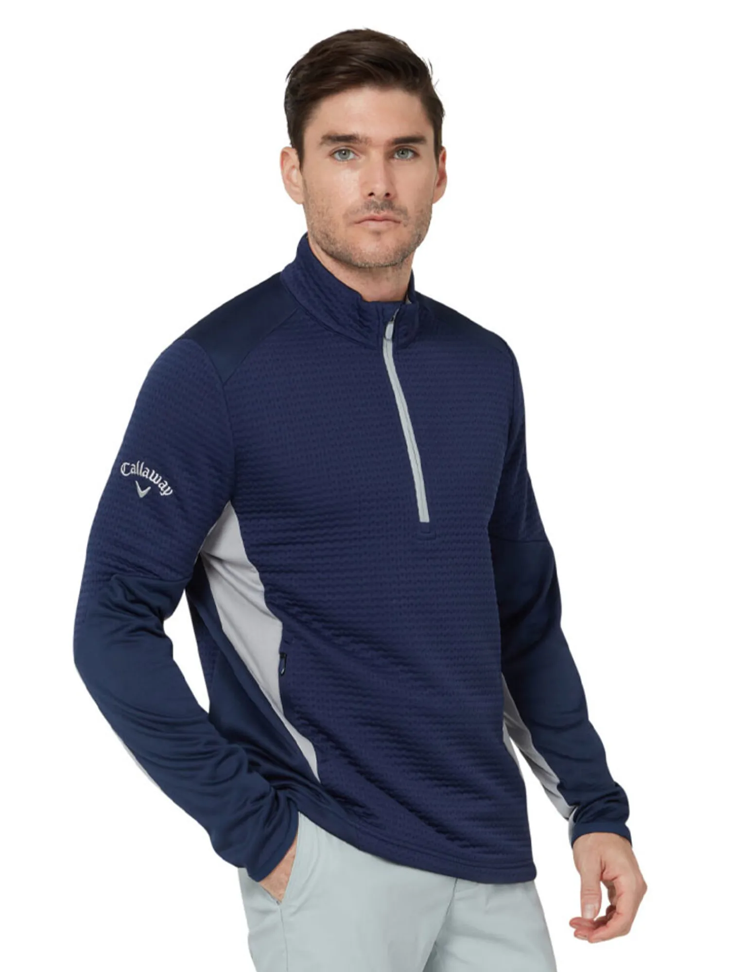 Callaway Jumpers|Textured 1/4-Zip Pullover - Peacoat