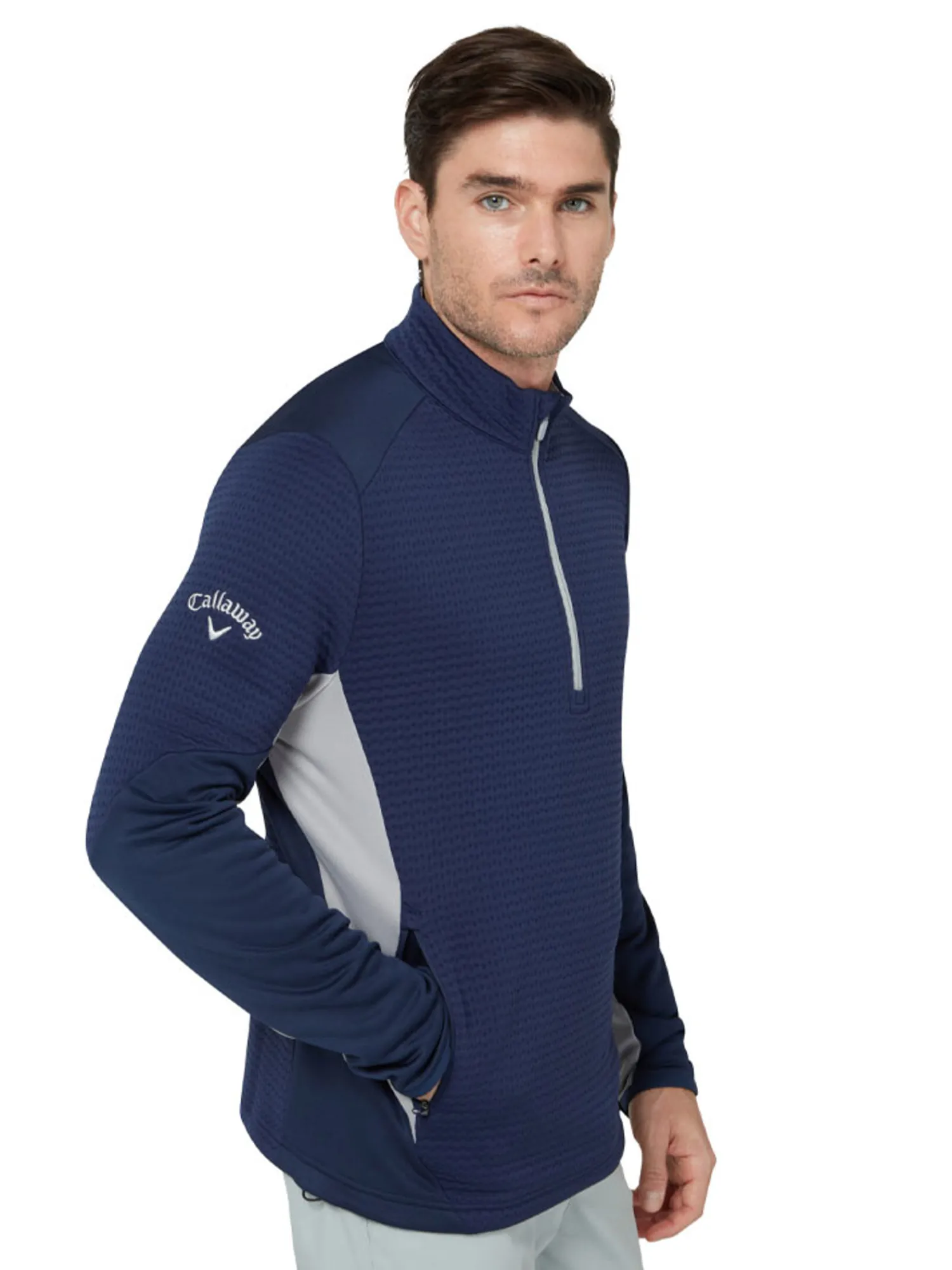 Callaway Jumpers|Textured 1/4-Zip Pullover - Peacoat