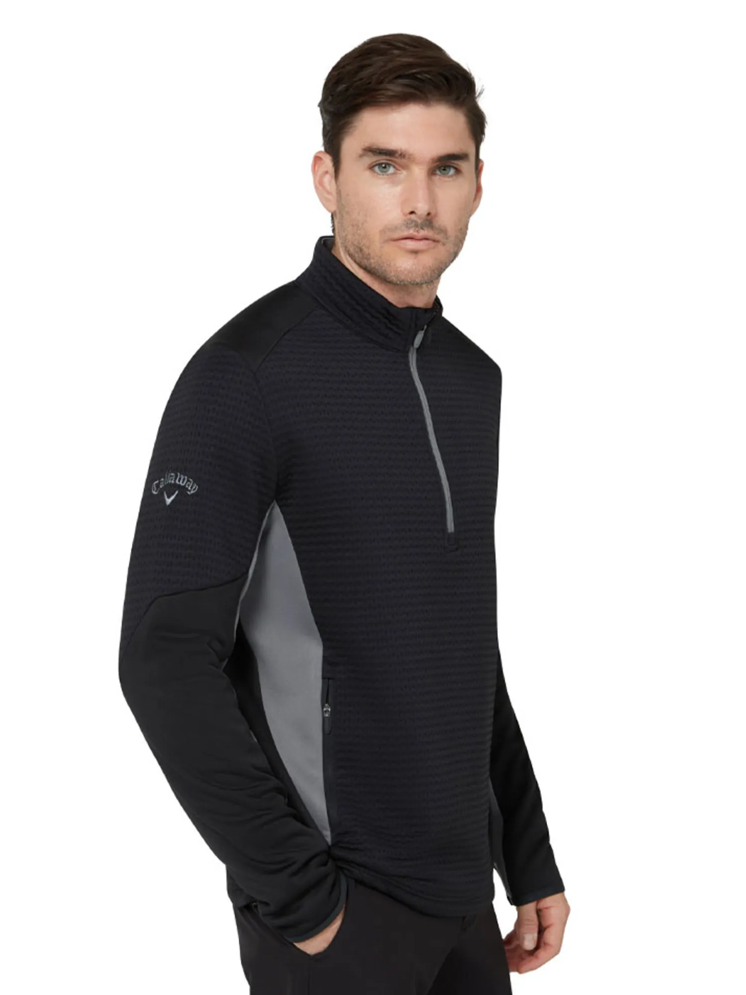 Callaway Jumpers|Textured 1/4-Zip Pullover - Caviar