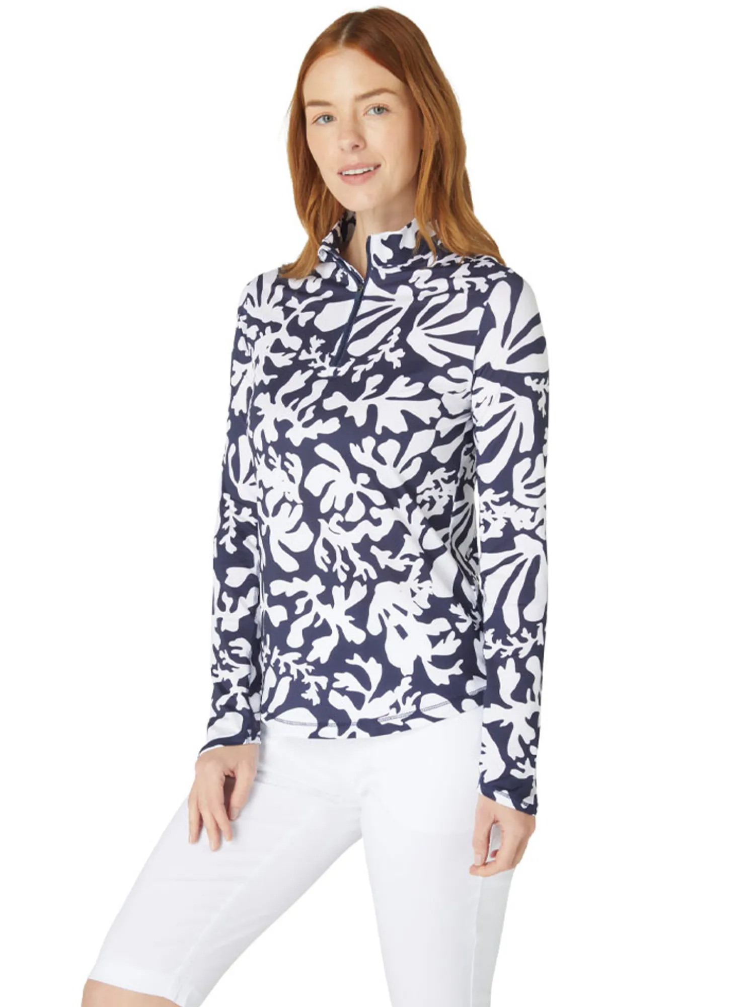 Callaway Shirts|Women's Abstract Floral Sun Protection Top - Peacoat