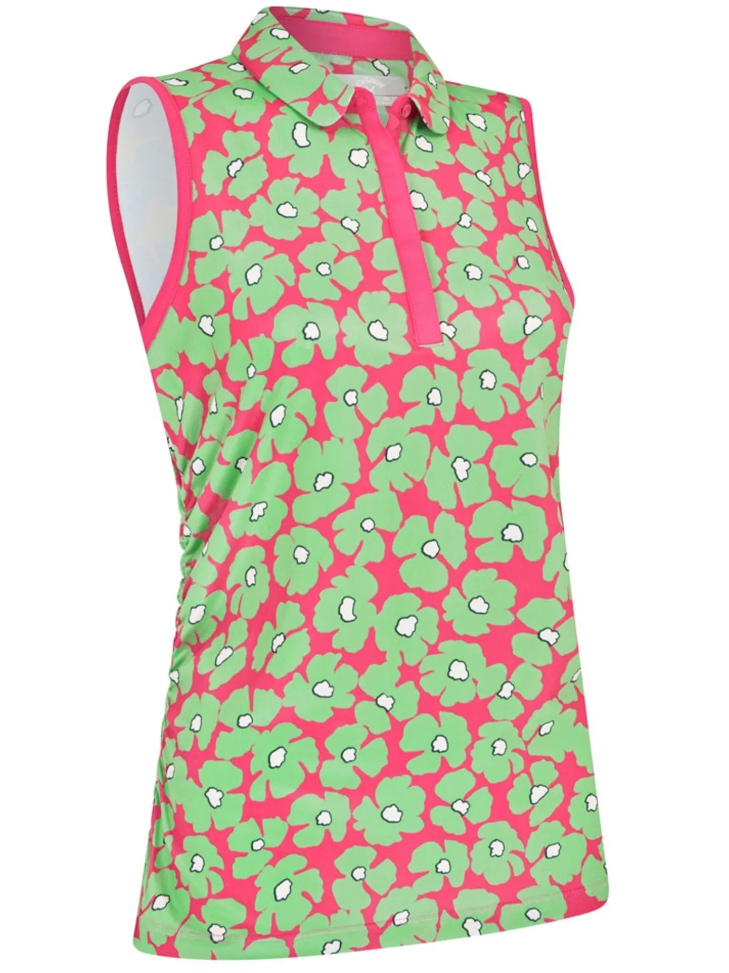 Callaway Shirts|Women's Floral Sleeveless Polo - Cheeky Pink