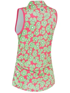 Callaway Shirts|Women's Floral Sleeveless Polo - Cheeky Pink