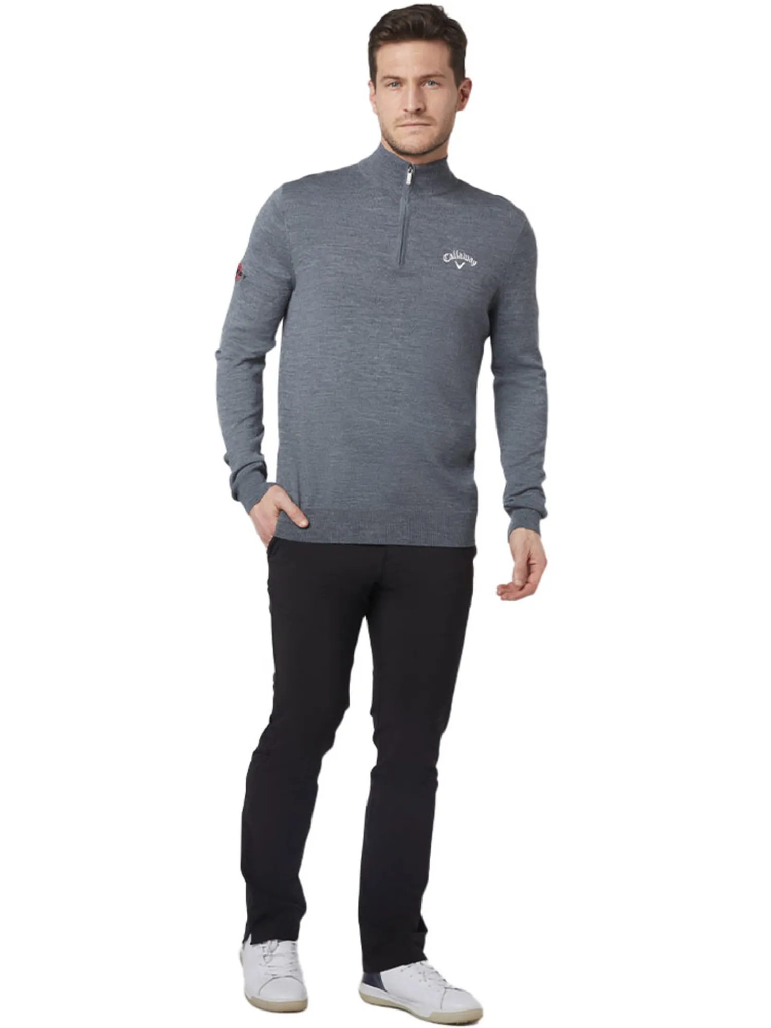 Callaway Jumpers|1/4-Zip Blended Merino Sweater - Steel Heather
