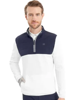 Calvin Klein Jumpers|Atlantic Hybrid Half Zip - White/Navy