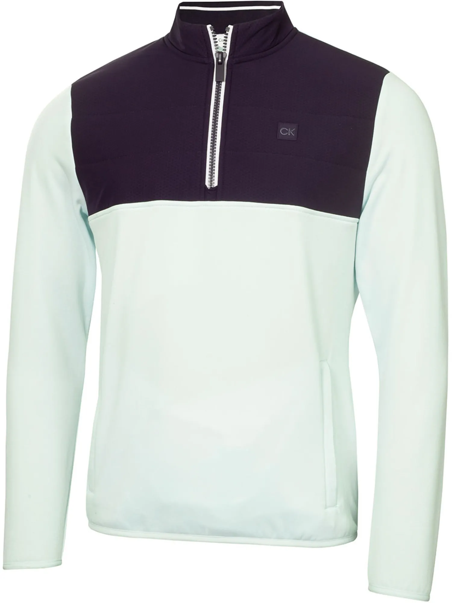 Calvin Klein Jumpers|Atlantic Hybrid Half Zip - Light Jade/Navy