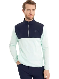 Calvin Klein Jumpers|Atlantic Hybrid Half Zip - Light Jade/Navy