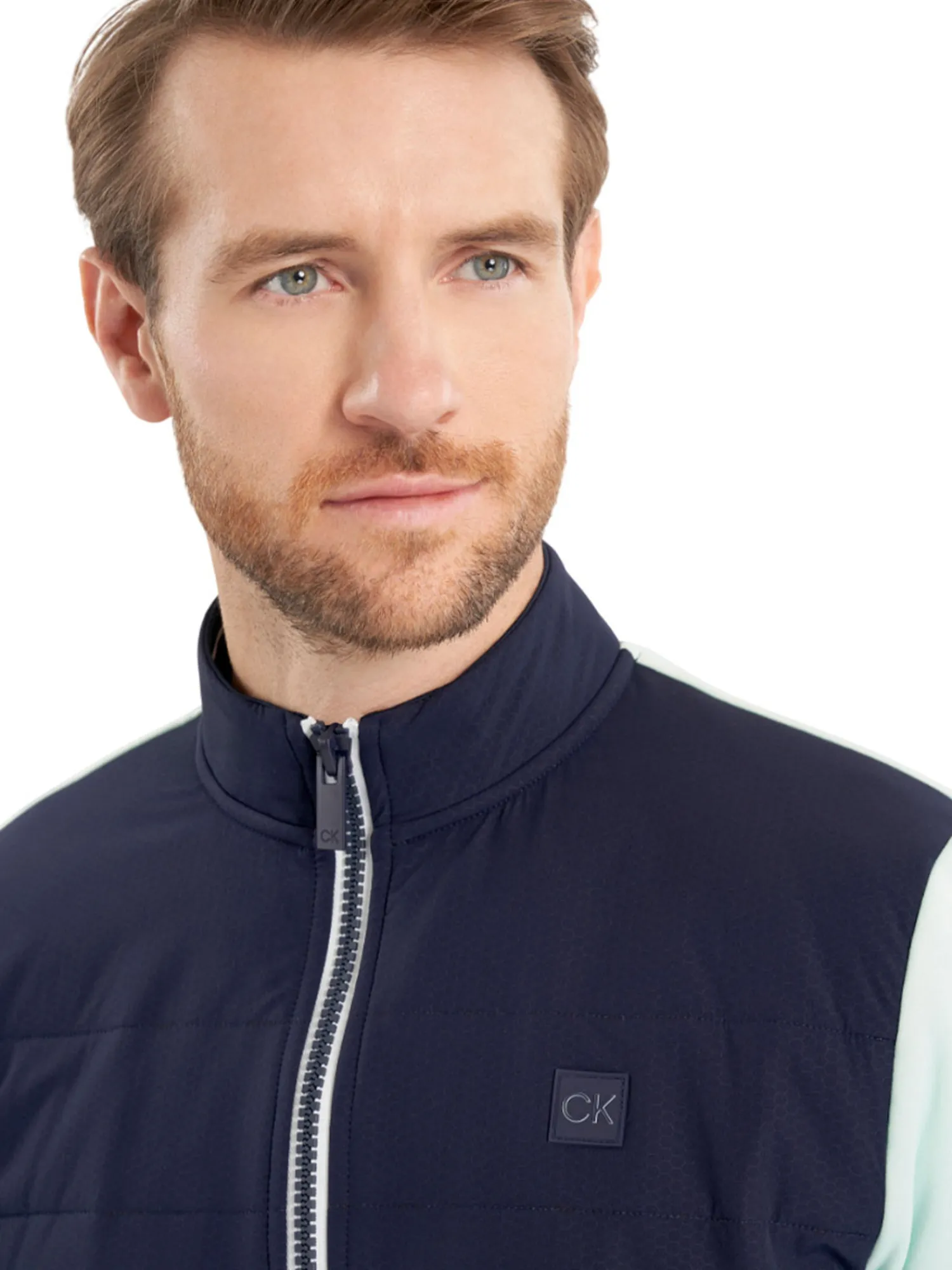 Calvin Klein Jumpers|Atlantic Hybrid Half Zip - Light Jade/Navy