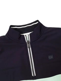 Calvin Klein Jumpers|Atlantic Hybrid Half Zip - Light Jade/Navy