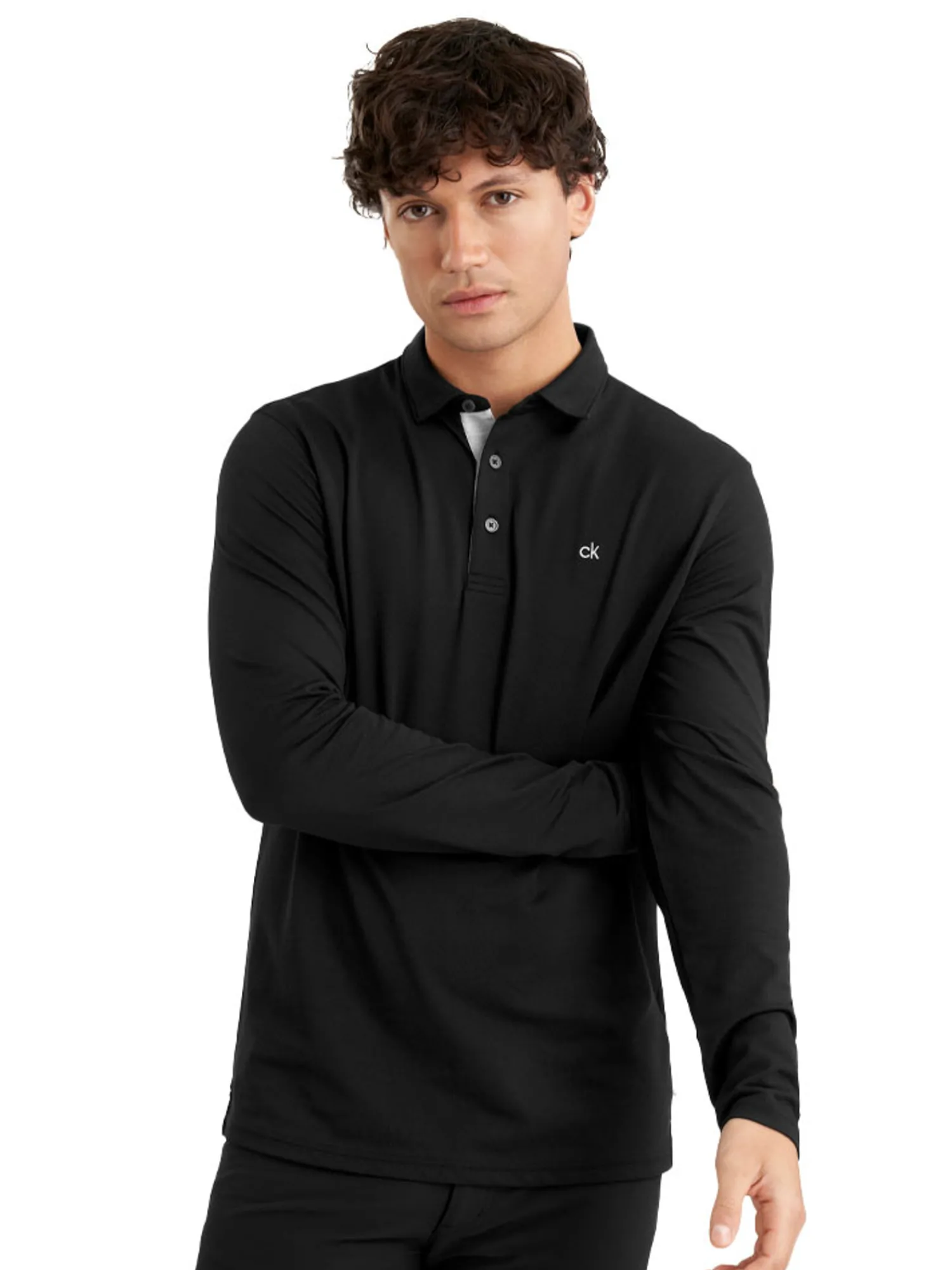Calvin Klein Shirts|Bayard Long Sleeve Polo - Black