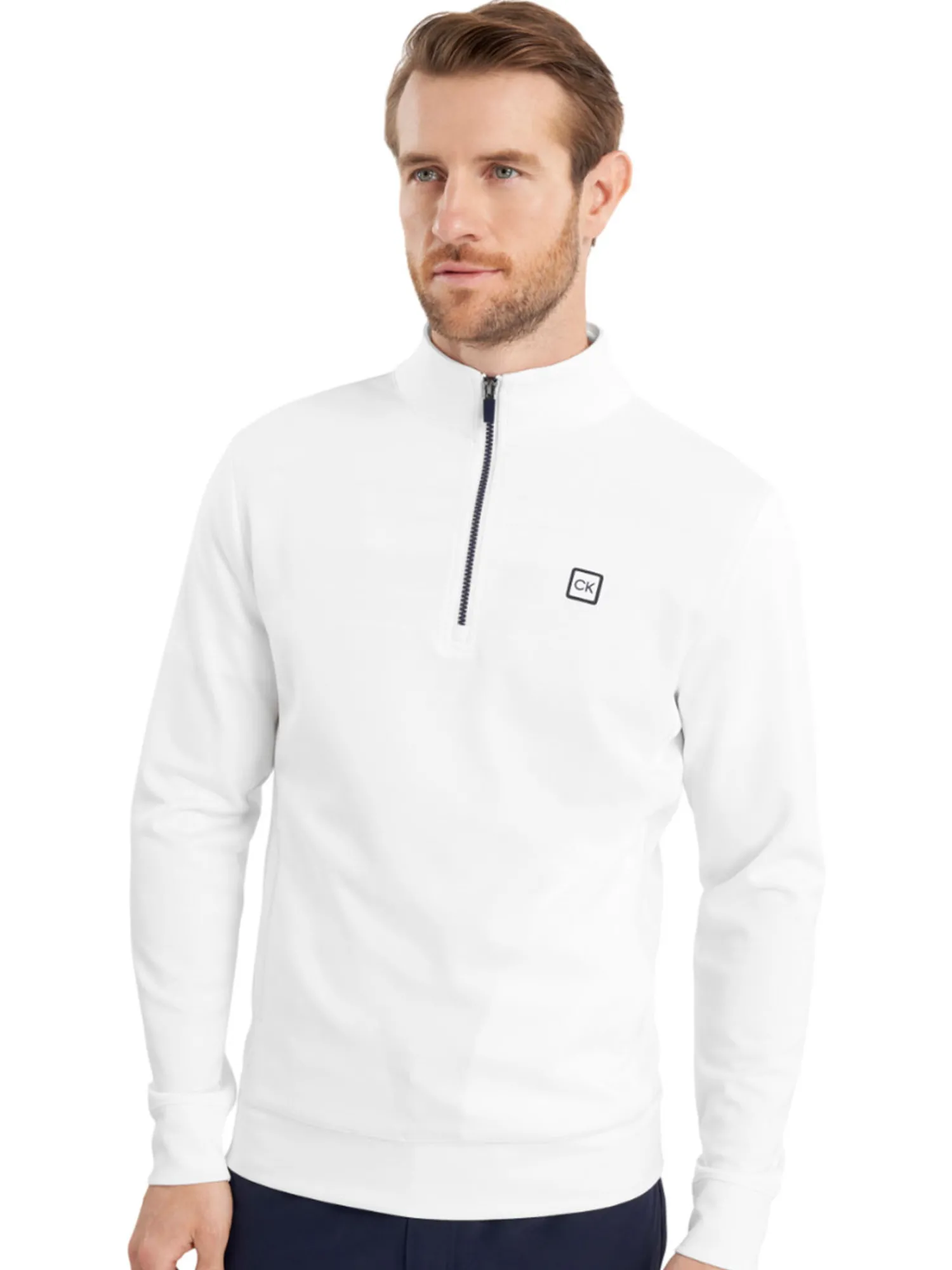 Calvin Klein Jumpers|Concord Half Zip Sweater - White