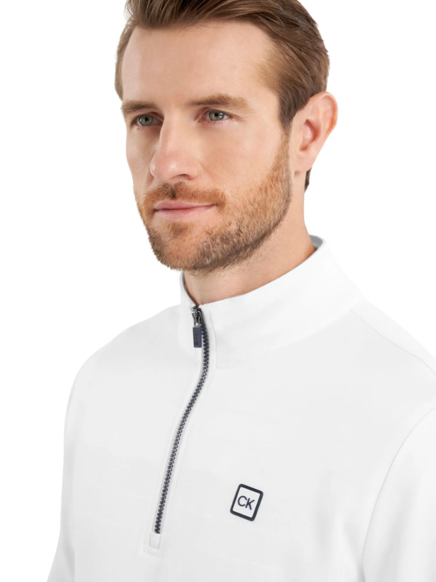 Calvin Klein Jumpers|Concord Half Zip Sweater - White