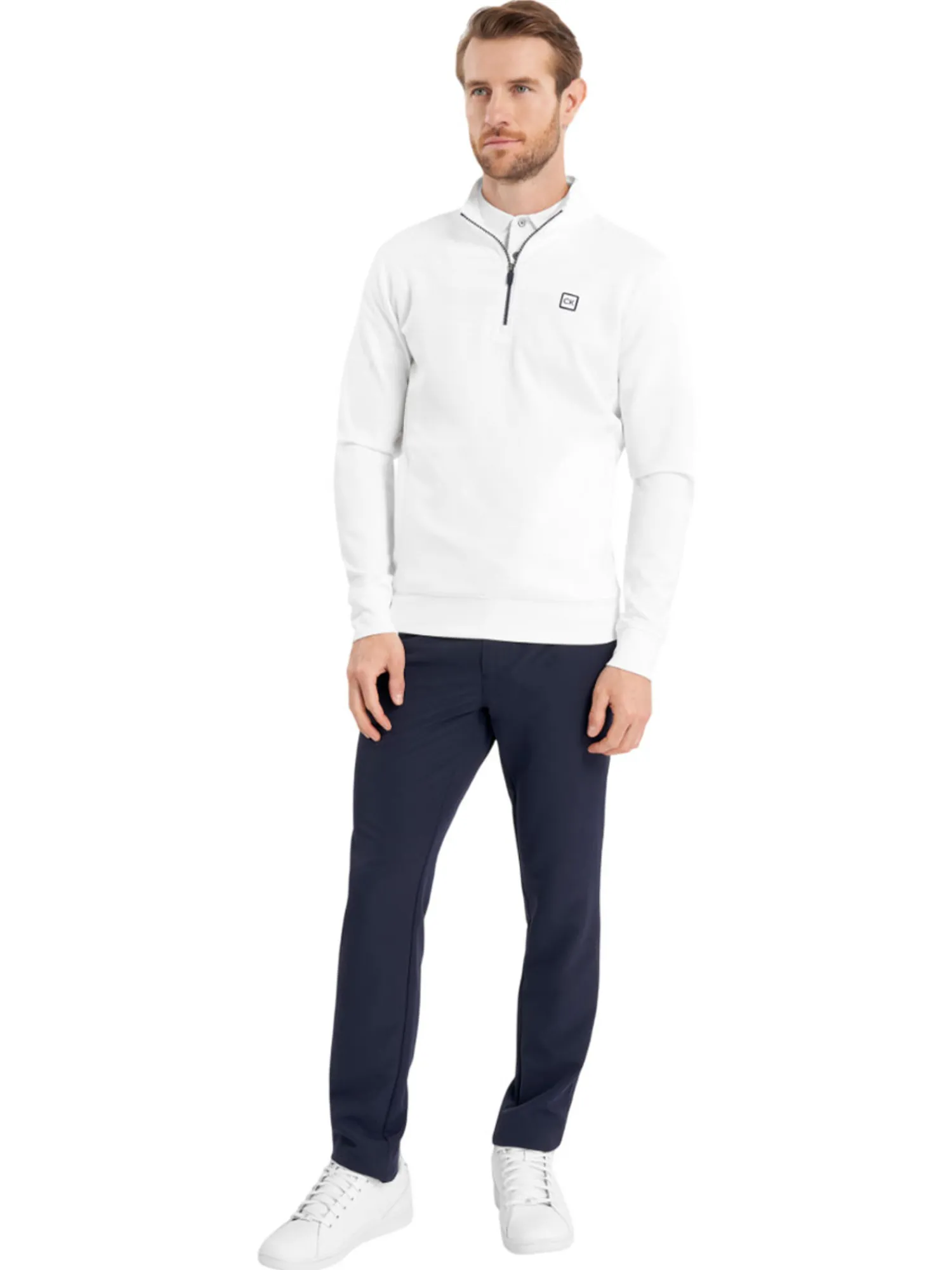 Calvin Klein Jumpers|Concord Half Zip Sweater - White