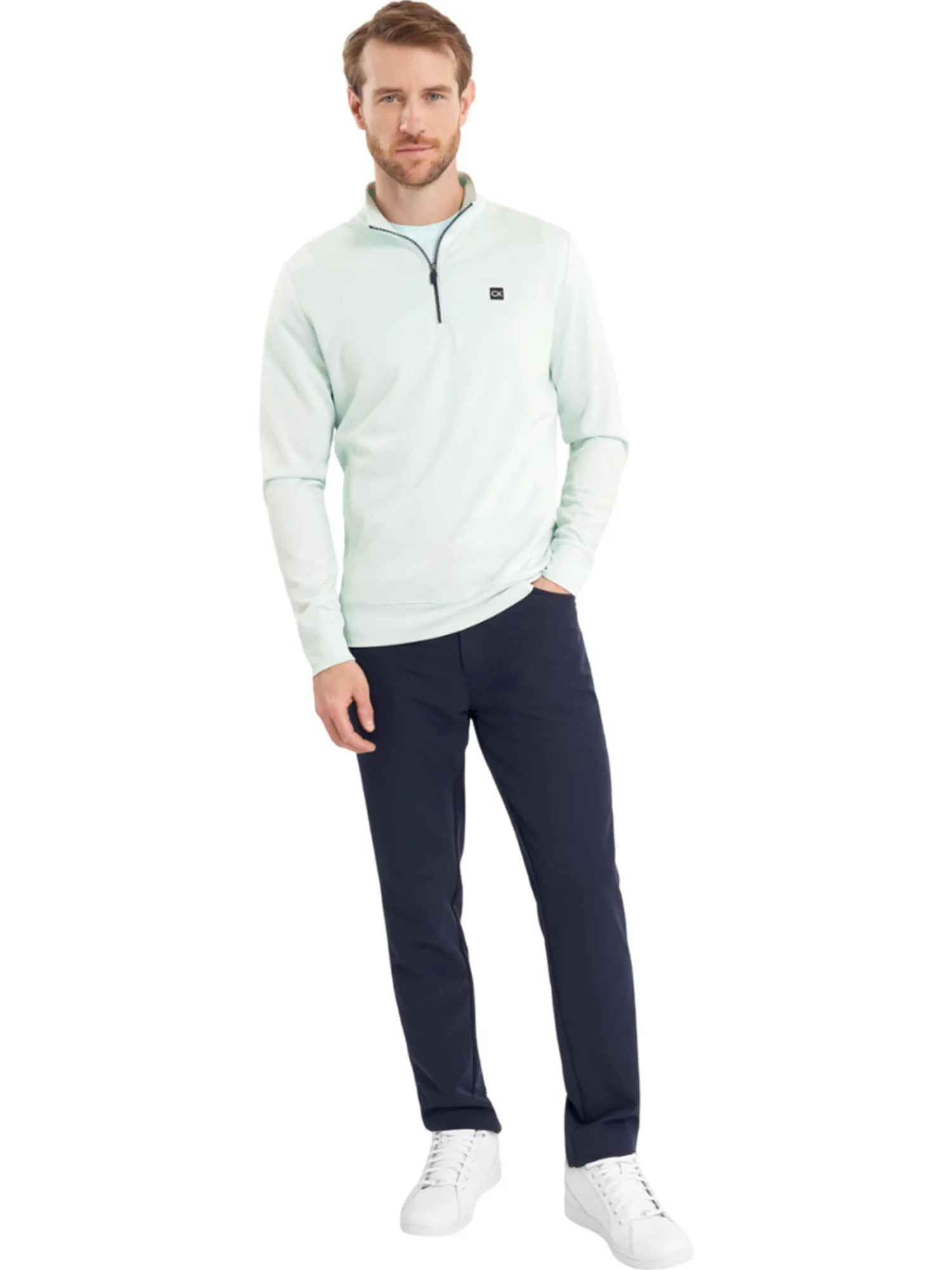 Calvin Klein Jumpers|Concord Half Zip Sweater - Light Jade