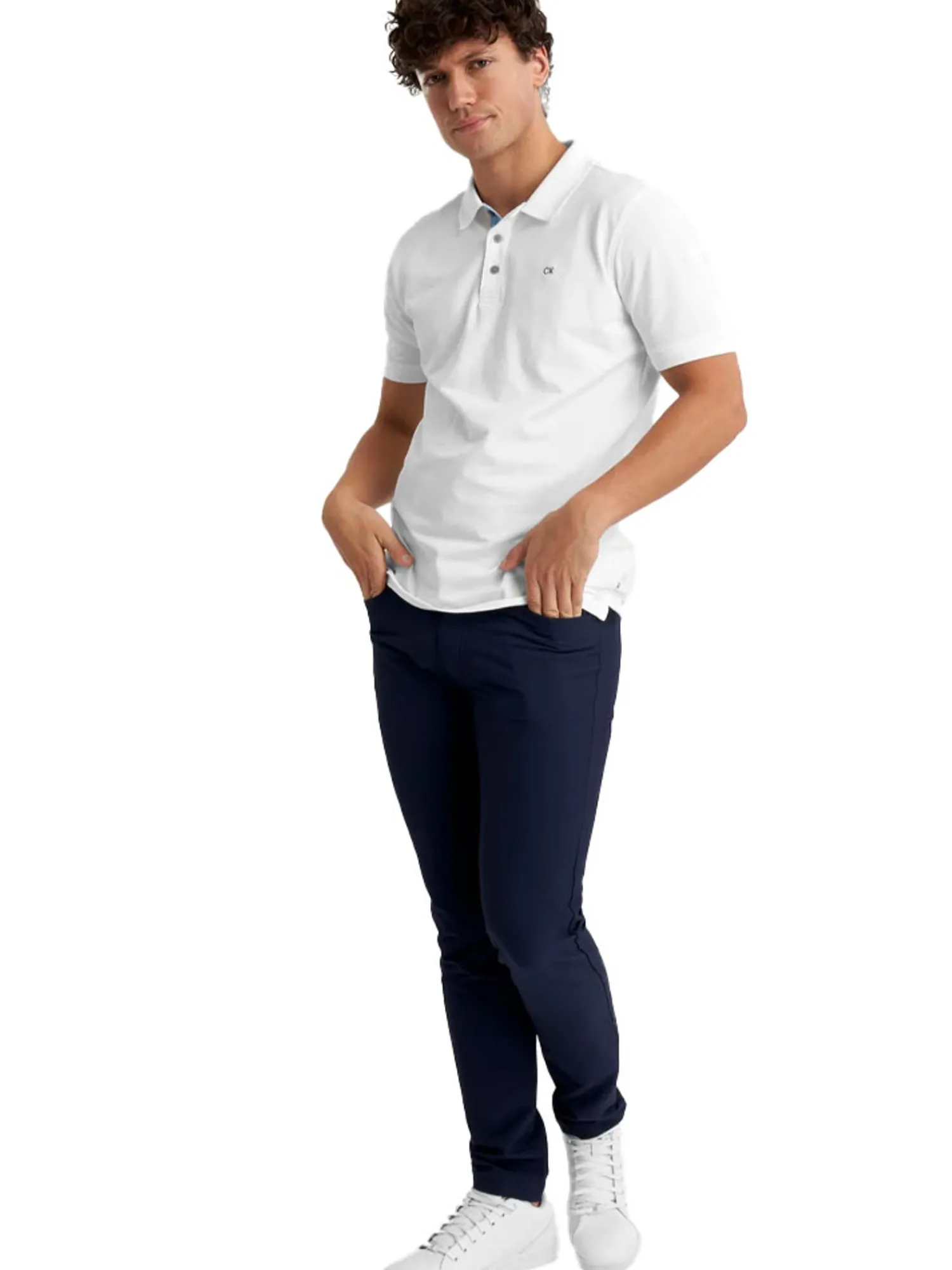 Calvin Klein Shirts|Cotton Blend Quad Polo - White