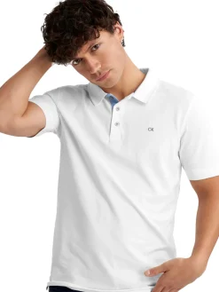 Calvin Klein Shirts|Cotton Blend Quad Polo - White
