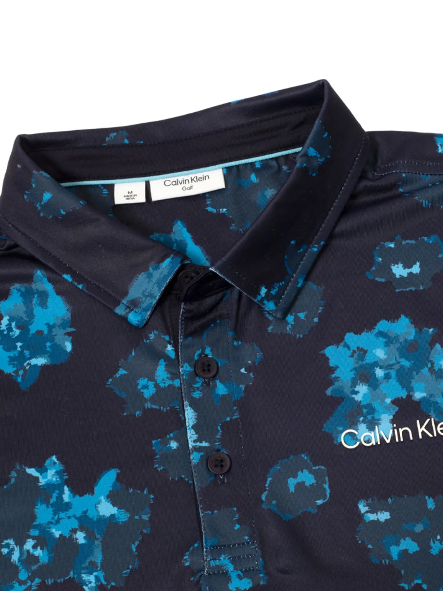 Calvin Klein Shirts|Cyber Floral Print Polo Shirt - Navy