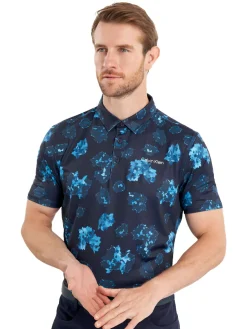 Calvin Klein Shirts|Cyber Floral Print Polo Shirt - Navy