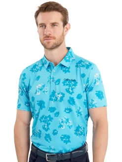Calvin Klein Shirts|Cyber Floral Print Polo Shirt - Aquarius