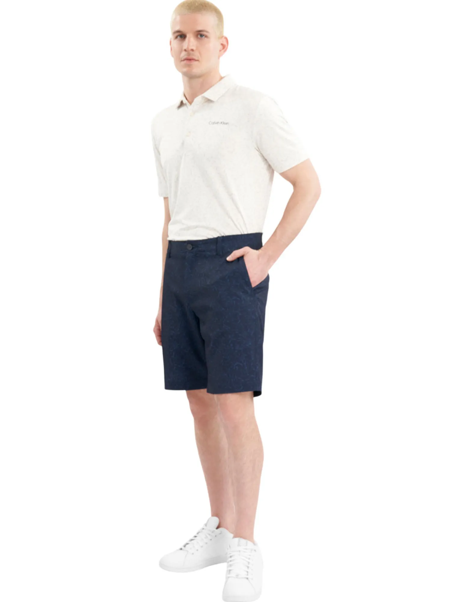 Calvin Klein Shorts|Printed Bullet Regular Fit Stretch Short - Navy