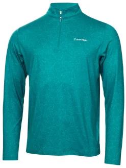Calvin Klein Jumpers|Printed Newport 1/4-Zip - Sea Green