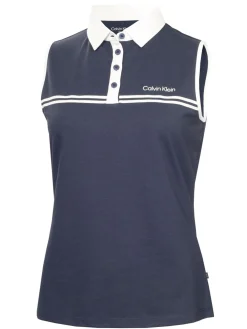 Calvin Klein Shirts|Womens Bellevue Sleeveless Polo Shirt - Navy
