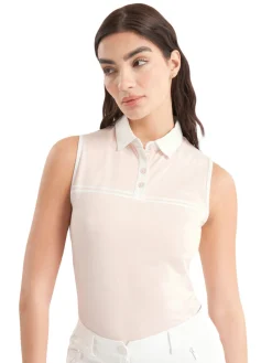 Calvin Klein Shirts|Womens Bellevue Sleeveless Polo Shirt - Shell Pink