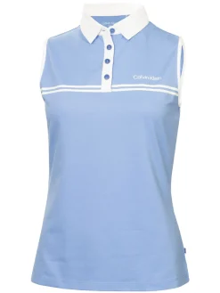 Calvin Klein Shirts|Womens Bellevue Sleeveless Polo Shirt - Cornflower Blue