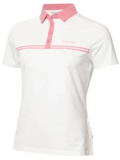 Calvin Klein Shirts|Womens Bellevue Polo Shirt - White/Powder Pink