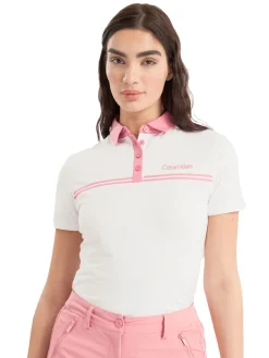 Calvin Klein Shirts|Womens Bellevue Polo Shirt - White/Powder Pink