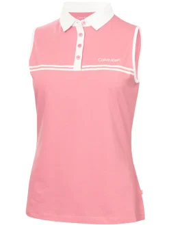 Calvin Klein Shirts|Womens Bellevue Sleeveless Polo Shirt - Powder Pink