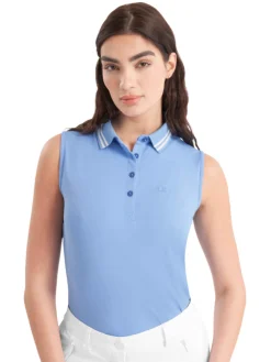 Calvin Klein Shirts|Womens Brightmeadow Sleeveless Polo Shirt - Cornflower Blue
