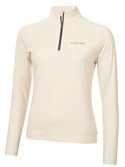 Calvin Klein Jumpers|Womens Dakota Quarter Zip Top - Tapioca