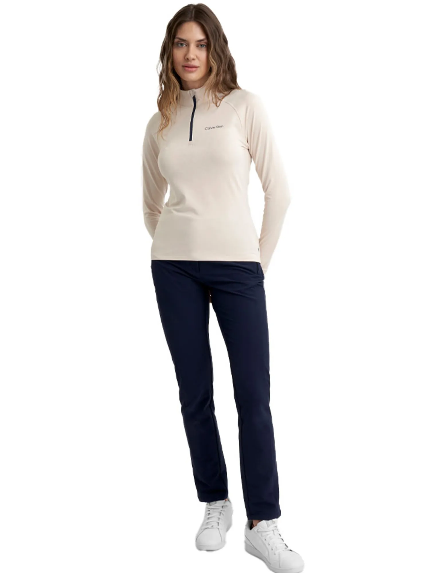 Calvin Klein Jumpers|Womens Dakota Quarter Zip Top - Tapioca