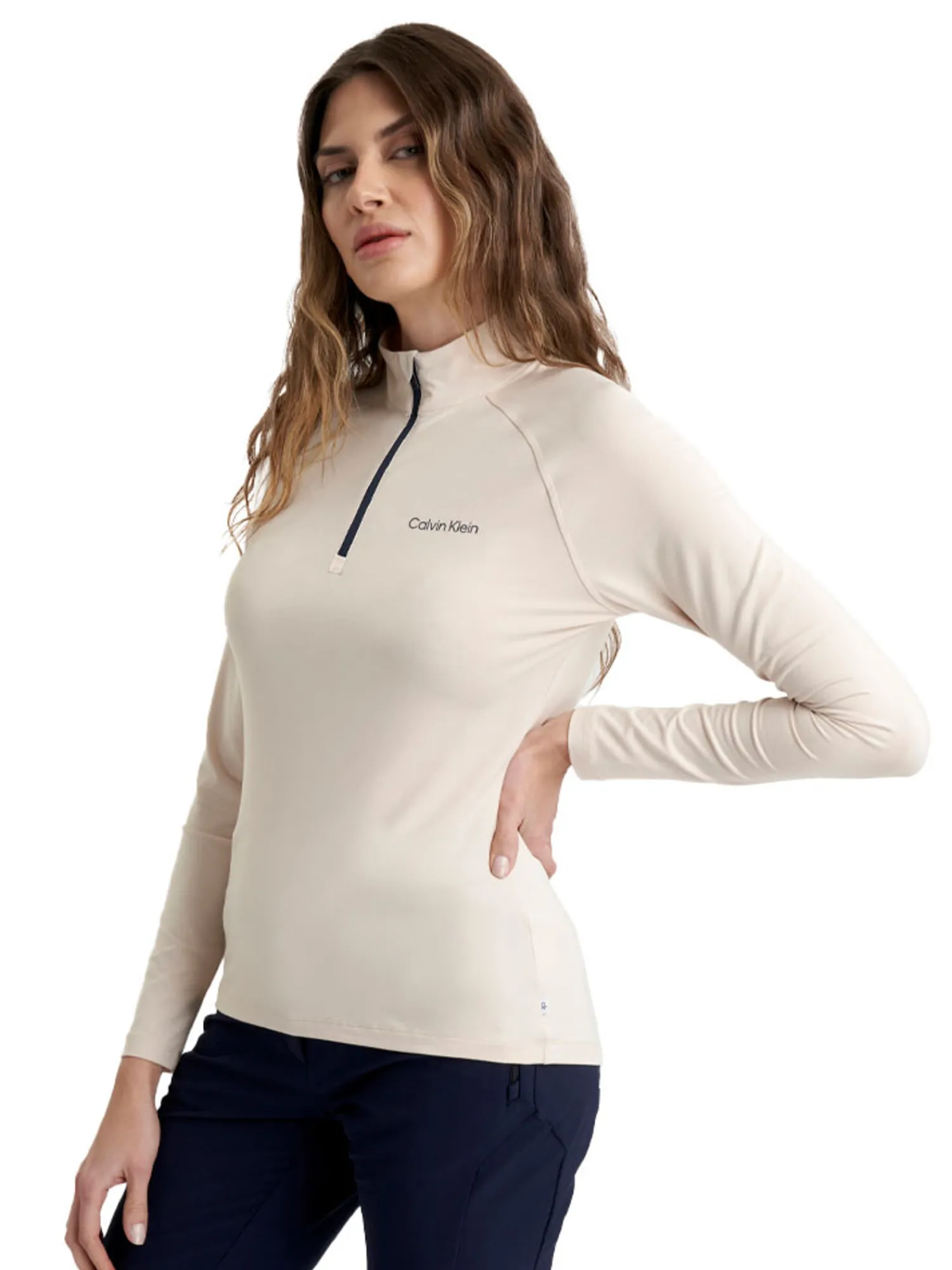Calvin Klein Jumpers|Womens Dakota Quarter Zip Top - Tapioca