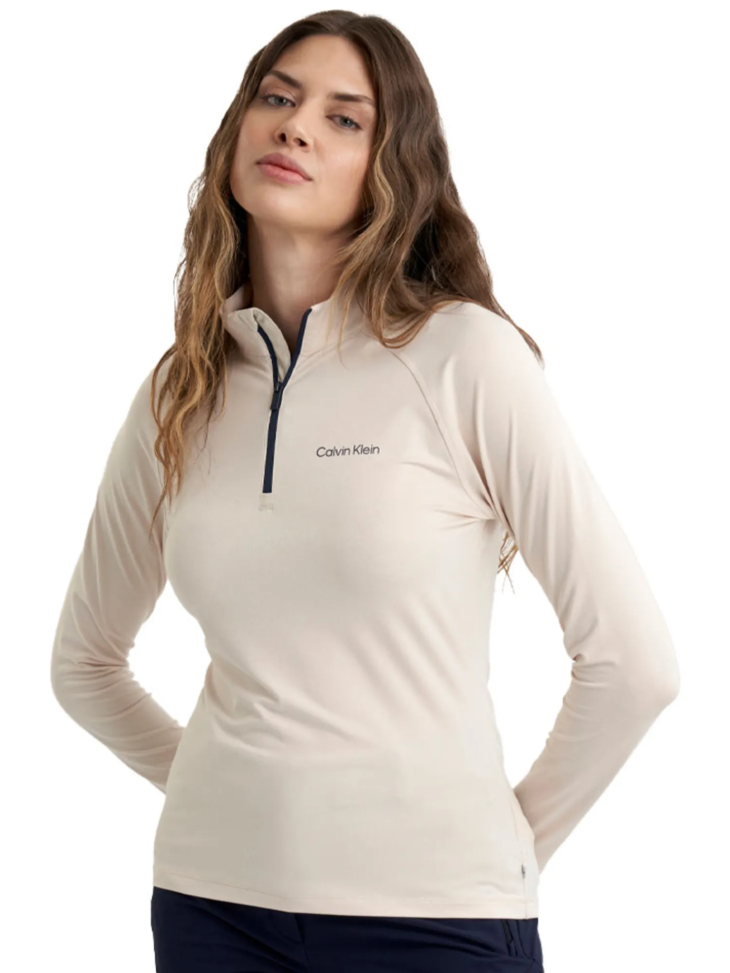 Calvin Klein Jumpers|Womens Dakota Quarter Zip Top - Tapioca