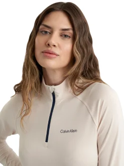 Calvin Klein Jumpers|Womens Dakota Quarter Zip Top - Tapioca