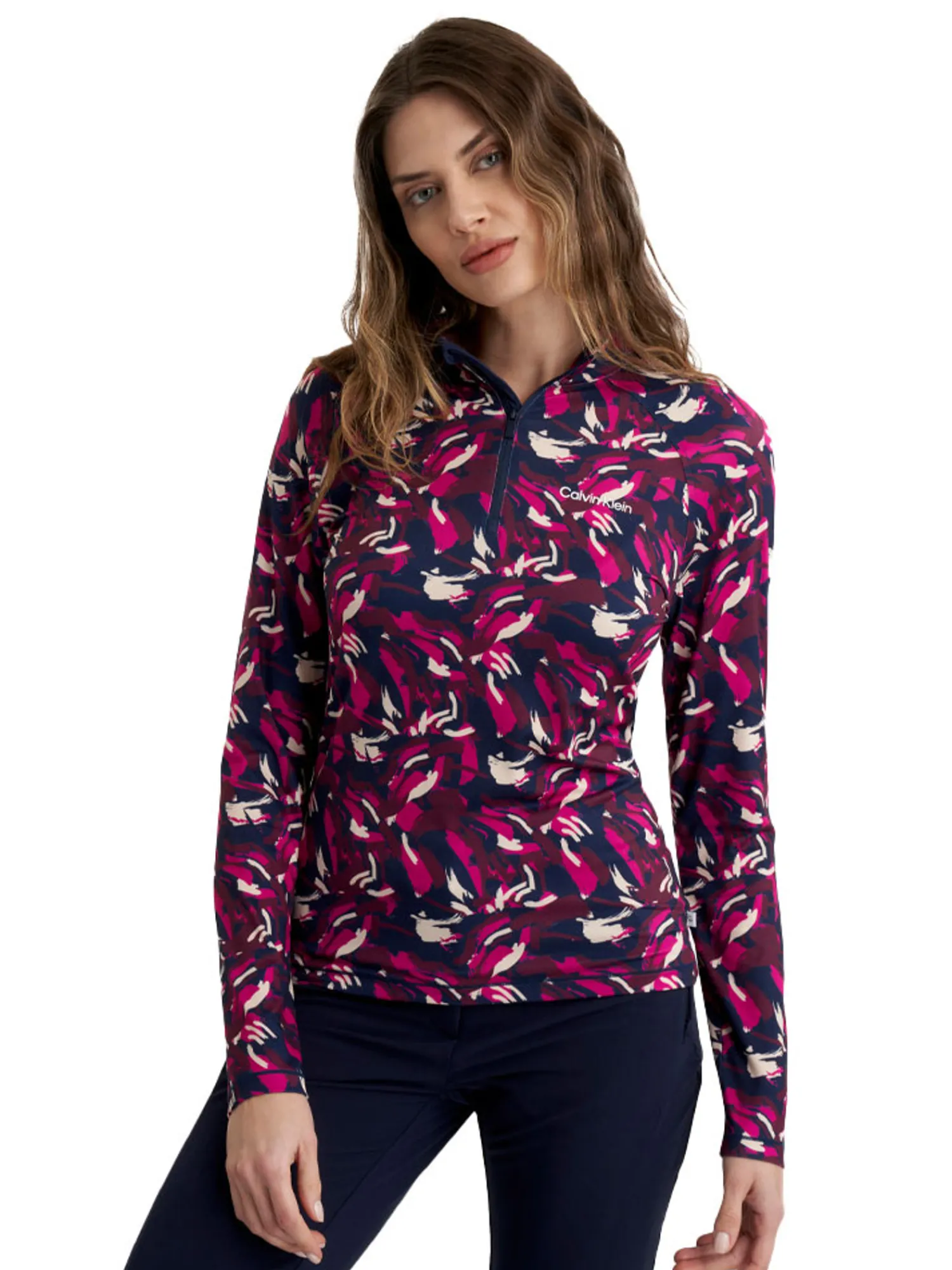 Calvin Klein Jumpers|Womens Dakota Quarter Zip Top - Brushstroke Print