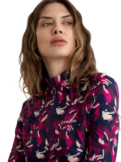 Calvin Klein Jumpers|Womens Dakota Quarter Zip Top - Brushstroke Print