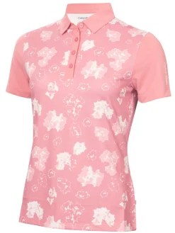 Calvin Klein Shirts|Womens Harmony Printed Polo Shirt - Powder Pink