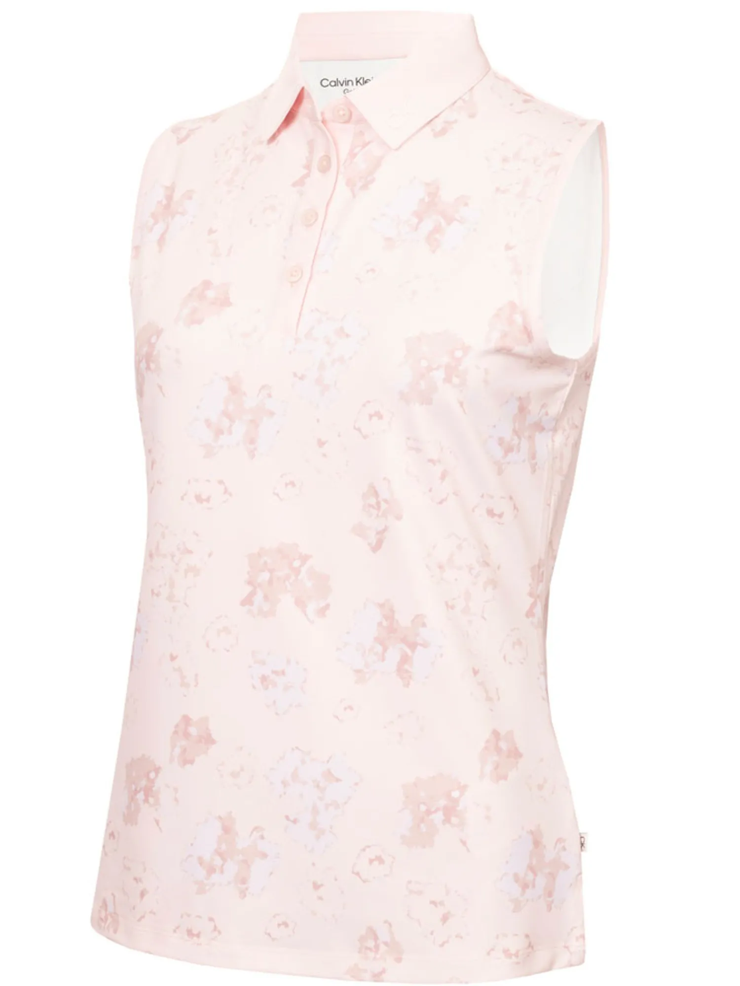 Calvin Klein Shirts|Womens Harmony Printed Sleeveless Polo Shirt - Shell Pink
