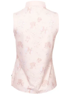Calvin Klein Shirts|Womens Harmony Printed Sleeveless Polo Shirt - Shell Pink