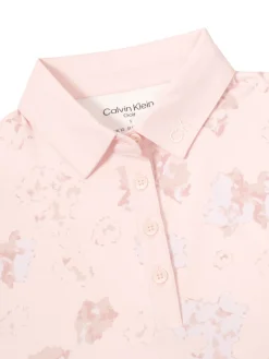 Calvin Klein Shirts|Womens Harmony Printed Sleeveless Polo Shirt - Shell Pink