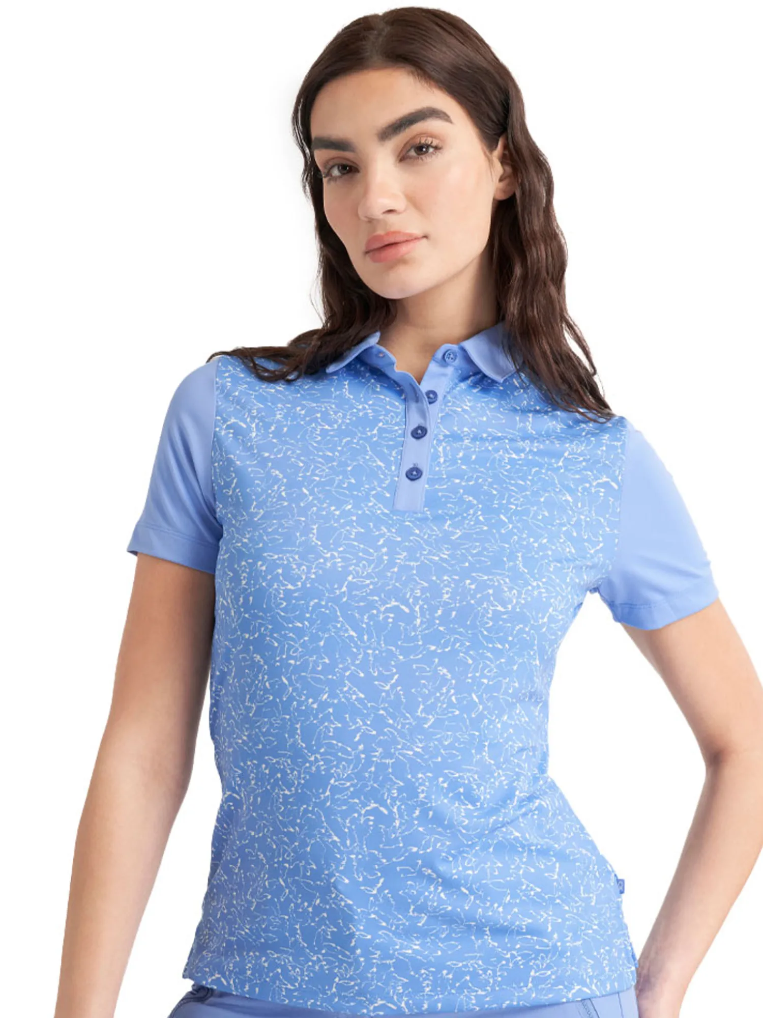 Calvin Klein Shirts|Womens Harmony Printed Polo Shirt - Cornflower Blue