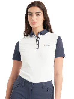 Calvin Klein Shirts|Womens Leigh Polo Shirt - White/Navy