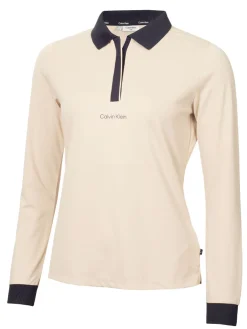 Calvin Klein Shirts|Womens Mila Long Sleeve Polo - Tapioca