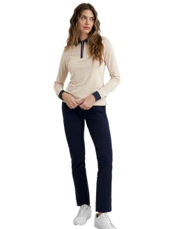 Calvin Klein Shirts|Womens Mila Long Sleeve Polo - Tapioca
