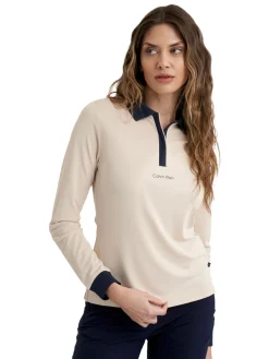 Calvin Klein Shirts|Womens Mila Long Sleeve Polo - Tapioca