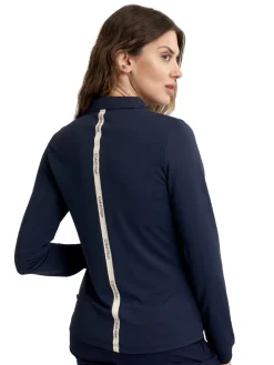 Calvin Klein Shirts|Womens Mila Long Sleeve Polo - Navy