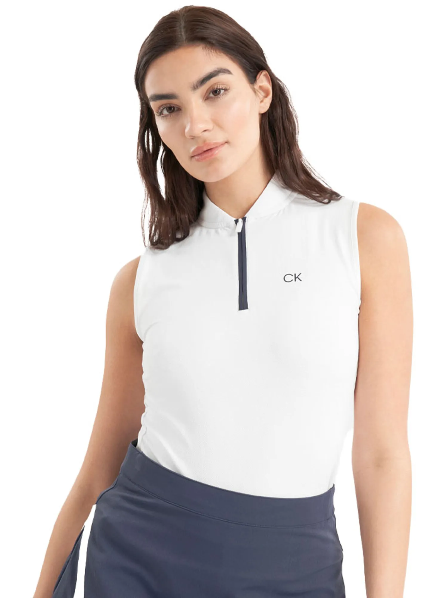 Calvin Klein Shirts|Womens Tattler Sleeveless Mock Neck Top - White