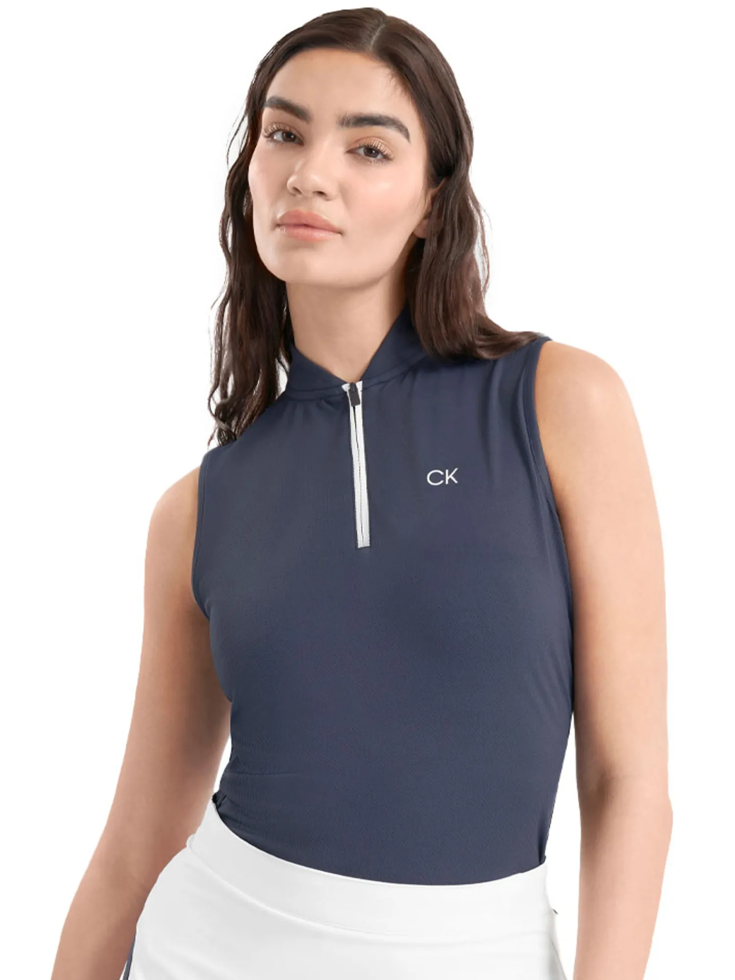 Calvin Klein Shirts|Womens Tattler Sleeveless Mock Neck Top - Navy